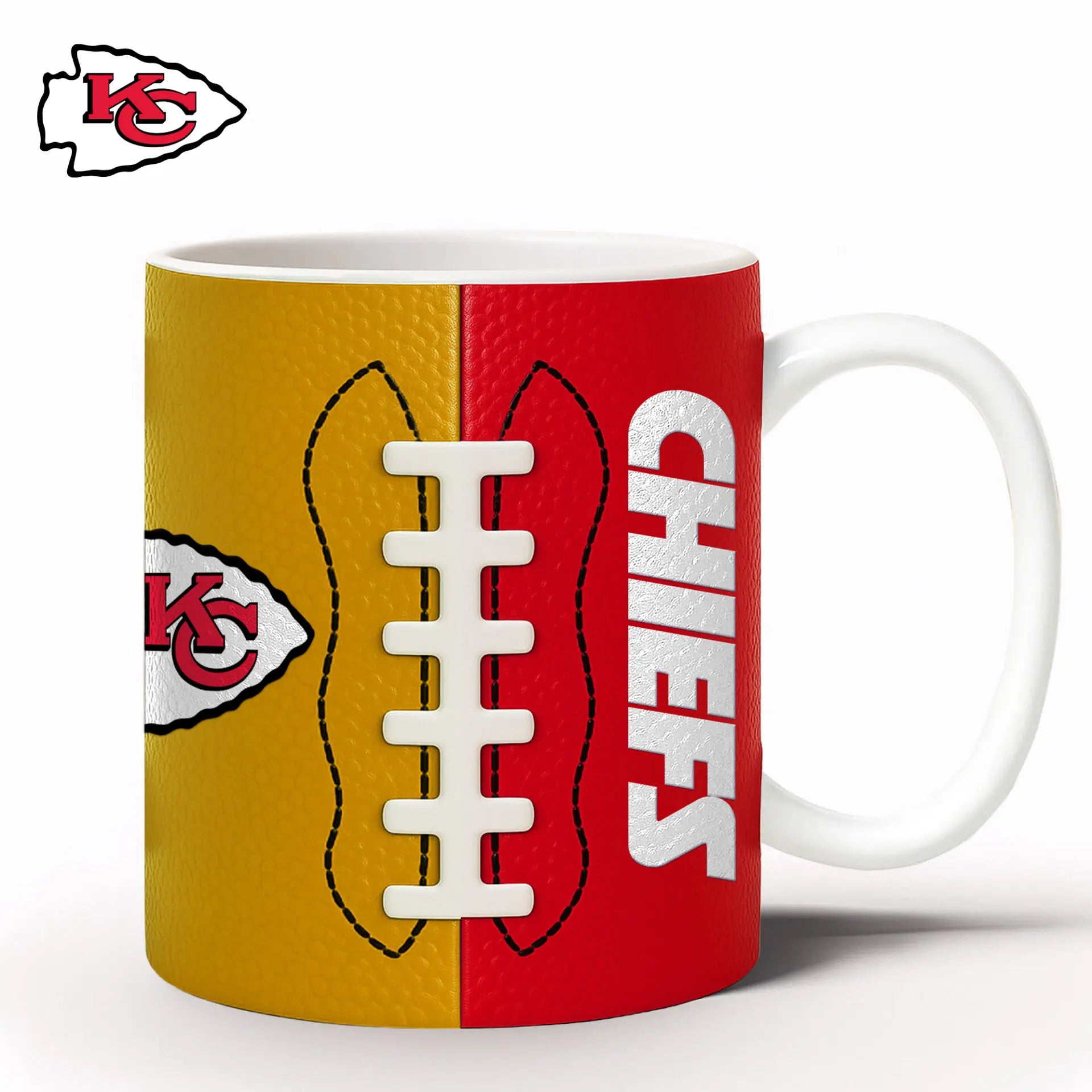 Kansas City Chiefs | Premium NFL Split Color Ceramic Mug HI – HuddleStyle.com - Image 2