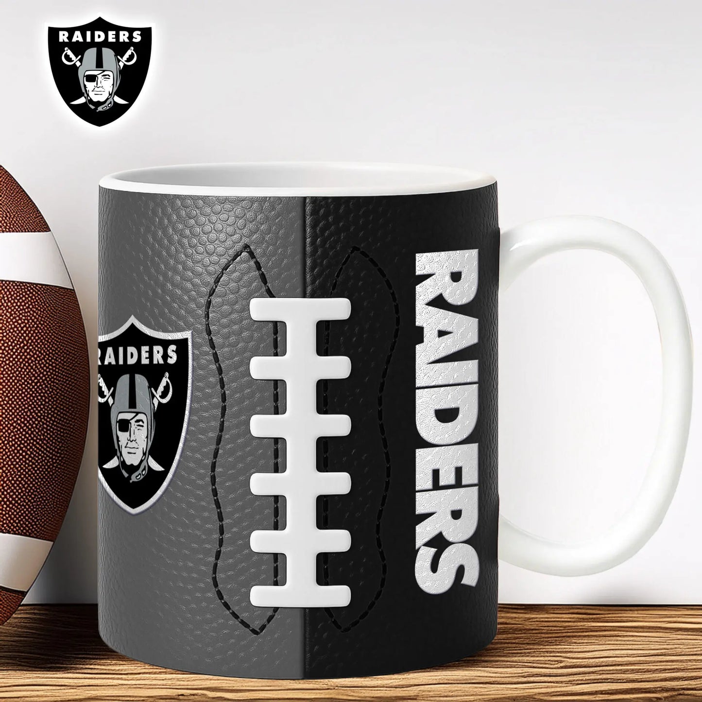 Las Vegas Raiders | Premium NFL Split Color Ceramic Mug HI – HuddleStyle.com - Image 2