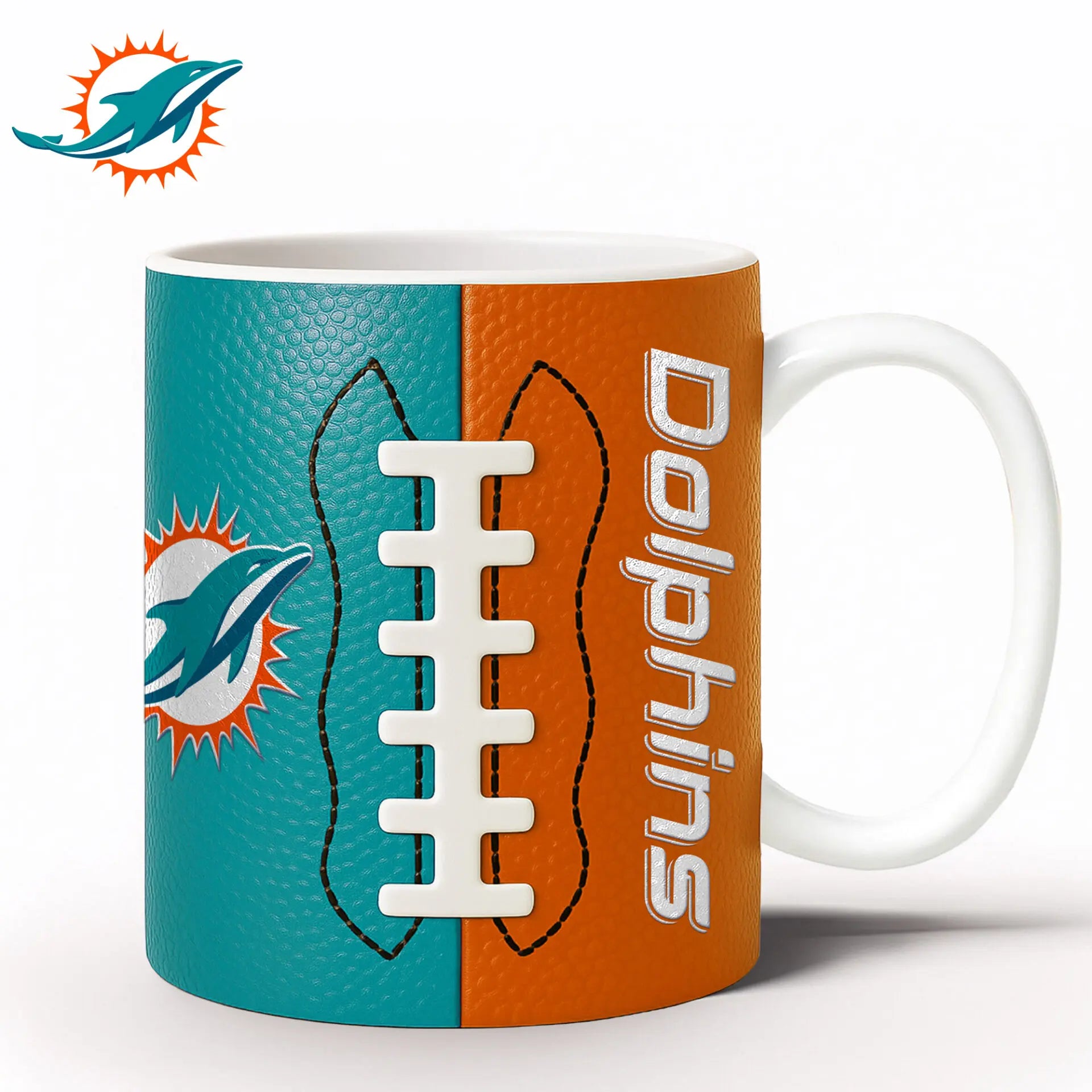 Miami Dolphins | Premium NFL Split Color Ceramic Mug HI – HuddleStyle.com - Image 2
