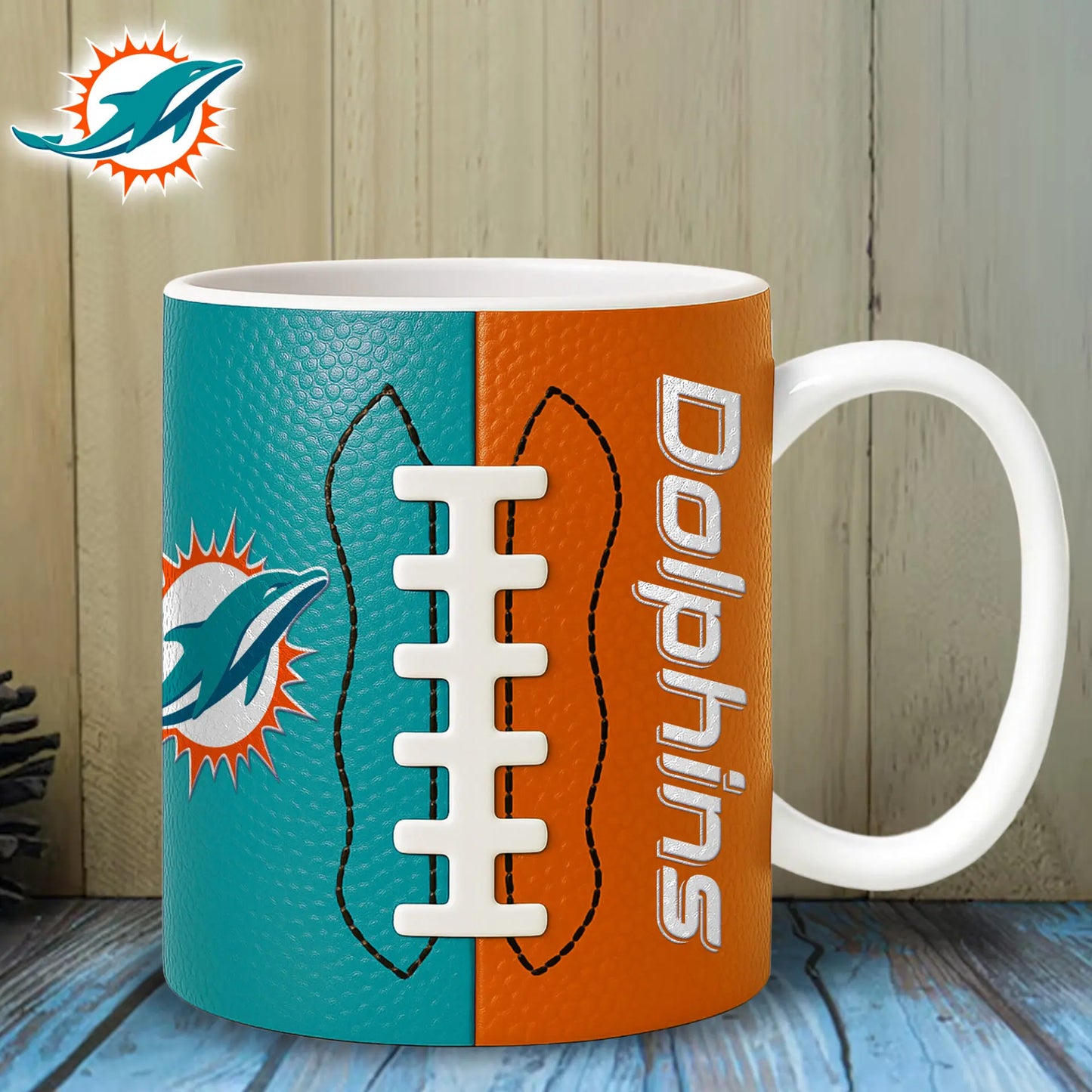 Miami Dolphins | Premium NFL Split Color Ceramic Mug HI – HuddleStyle.com - Image 3