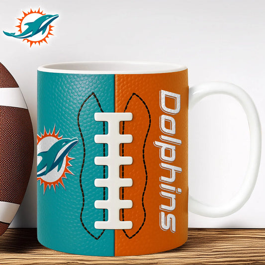 Miami Dolphins | Premium NFL Split Color Ceramic Mug HI – HuddleStyle.com - Main