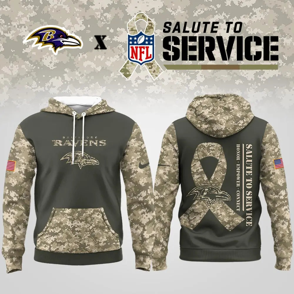 Baltimore Ravens | Premium NFL Salute to Service Hoodie MM – HuddleStyle.com - Main