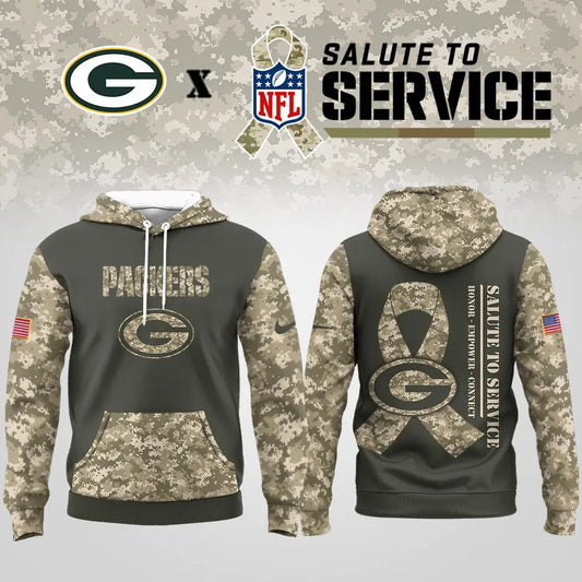 Green Bay Packers | Premium NFL Salute to Service Hoodie MM – HuddleStyle.com - Main