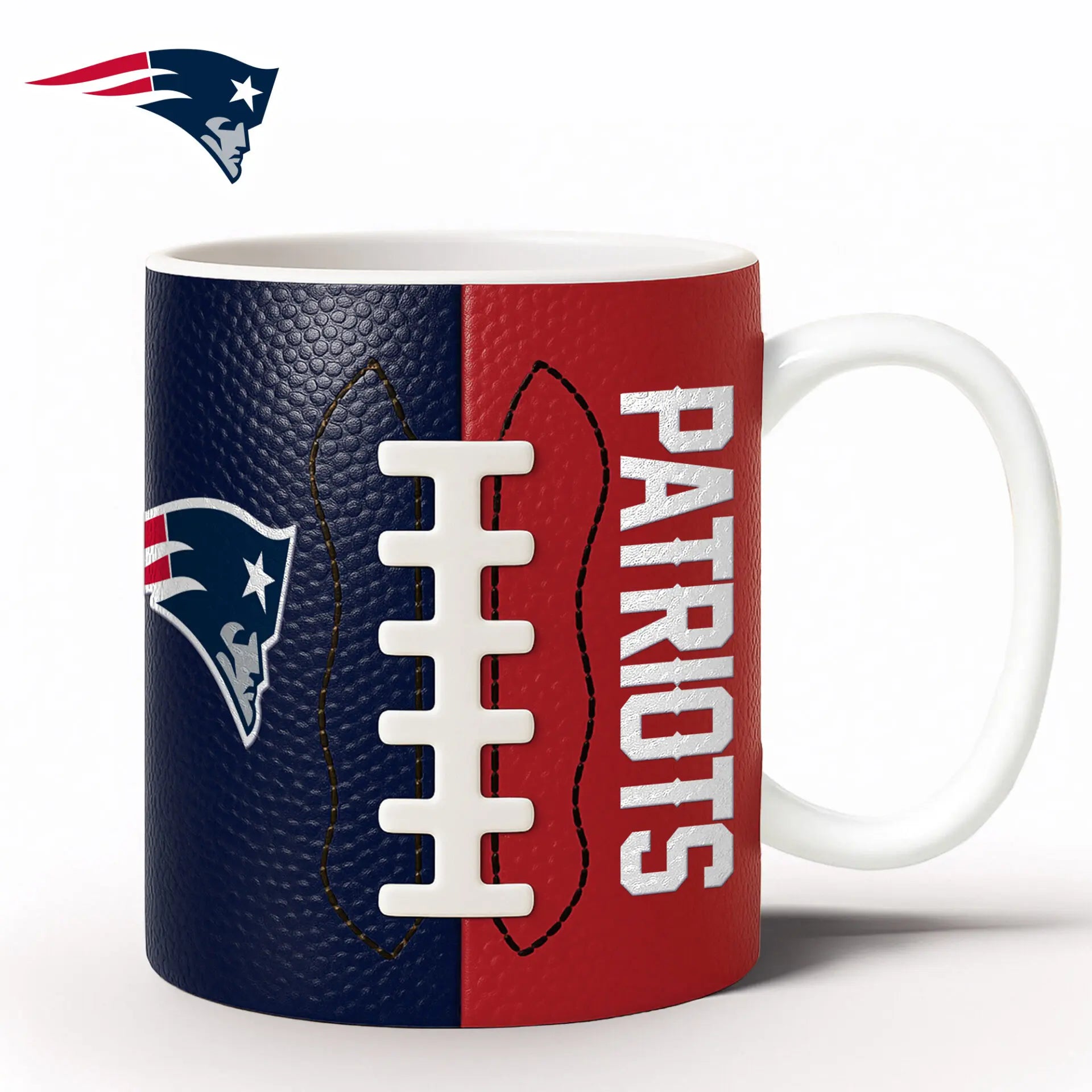 New England Patriots | Premium NFL Split Color Ceramic Mug HI – HuddleStyle.com - Image 2