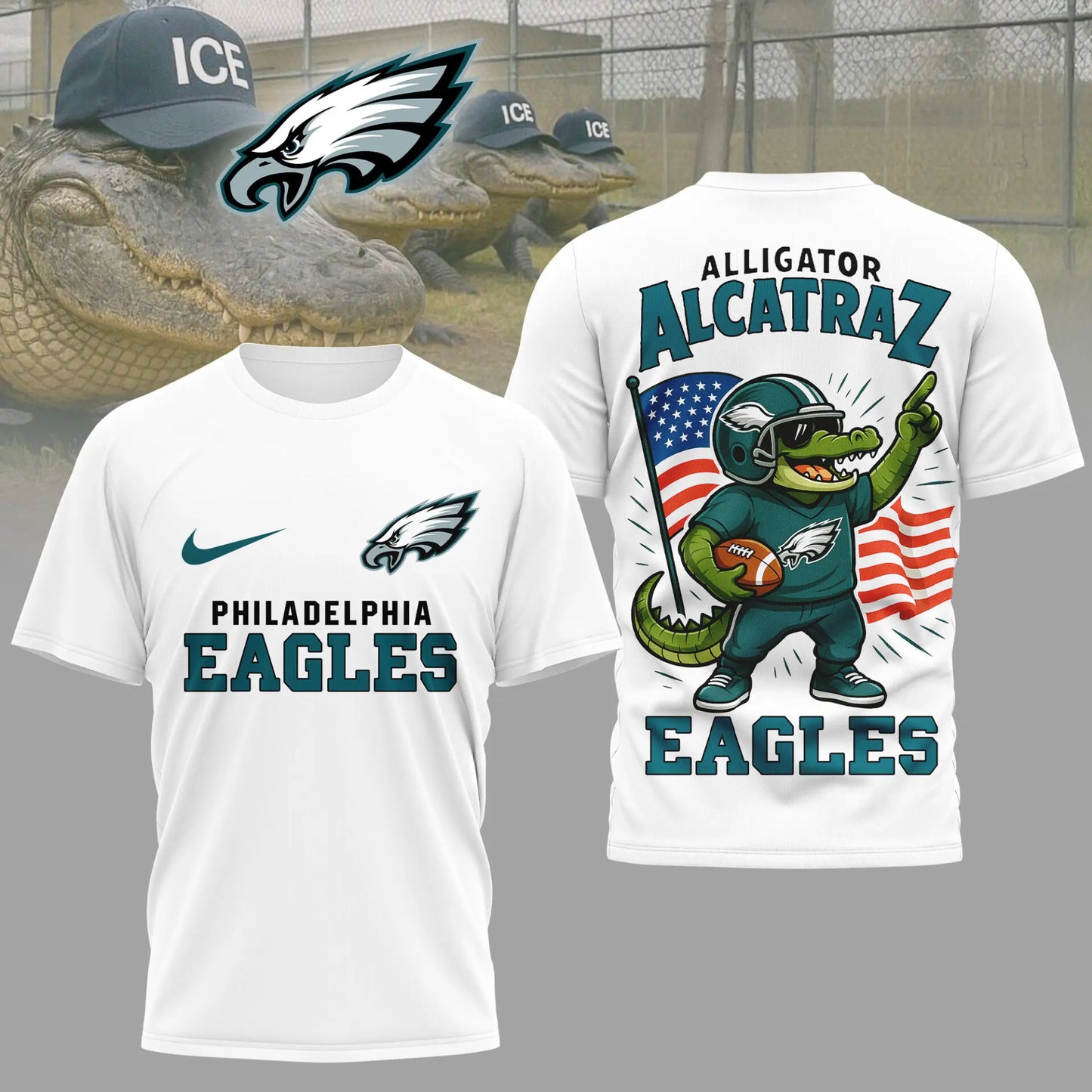 Philadelphia Eagles | Premium NFL x Alligator Alcatraz 3D Shirt HI – HuddleStyle.com - Image 2