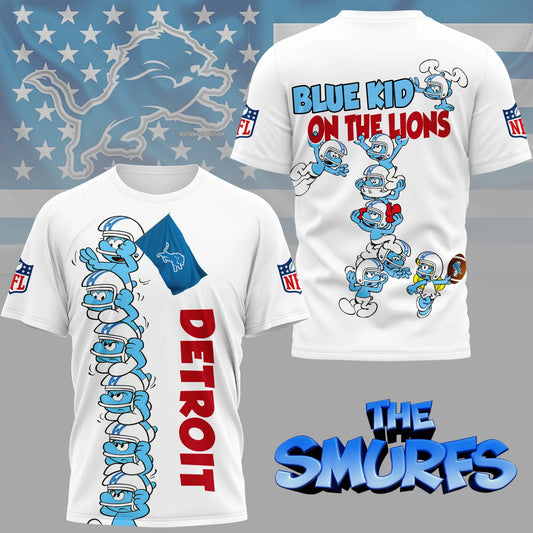 Detroit Lions | Premium NFL x Smurfs 3D Shirt NY – HuddleStyle.com - Main