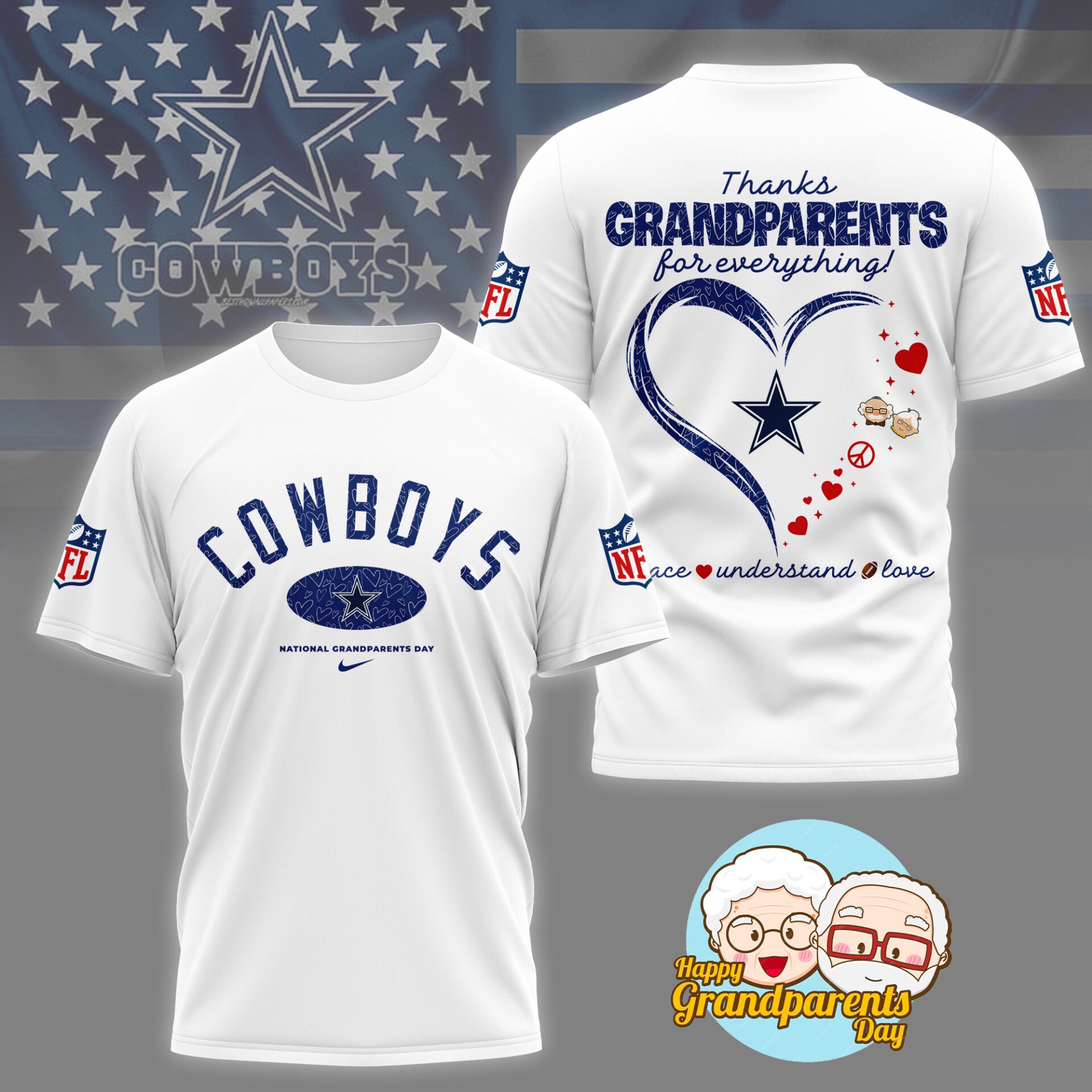 Dallas Cowboys | Premium National Grandparents Day 3D Shirt NY – HuddleStyle.com - Image 3
