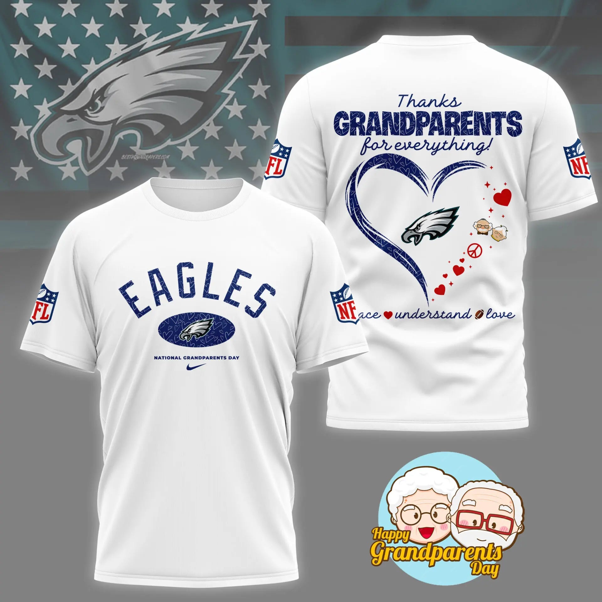 Philadelphia Eagles | Premium National Grandparents Day 3D Shirt NY – HuddleStyle.com - Image 3