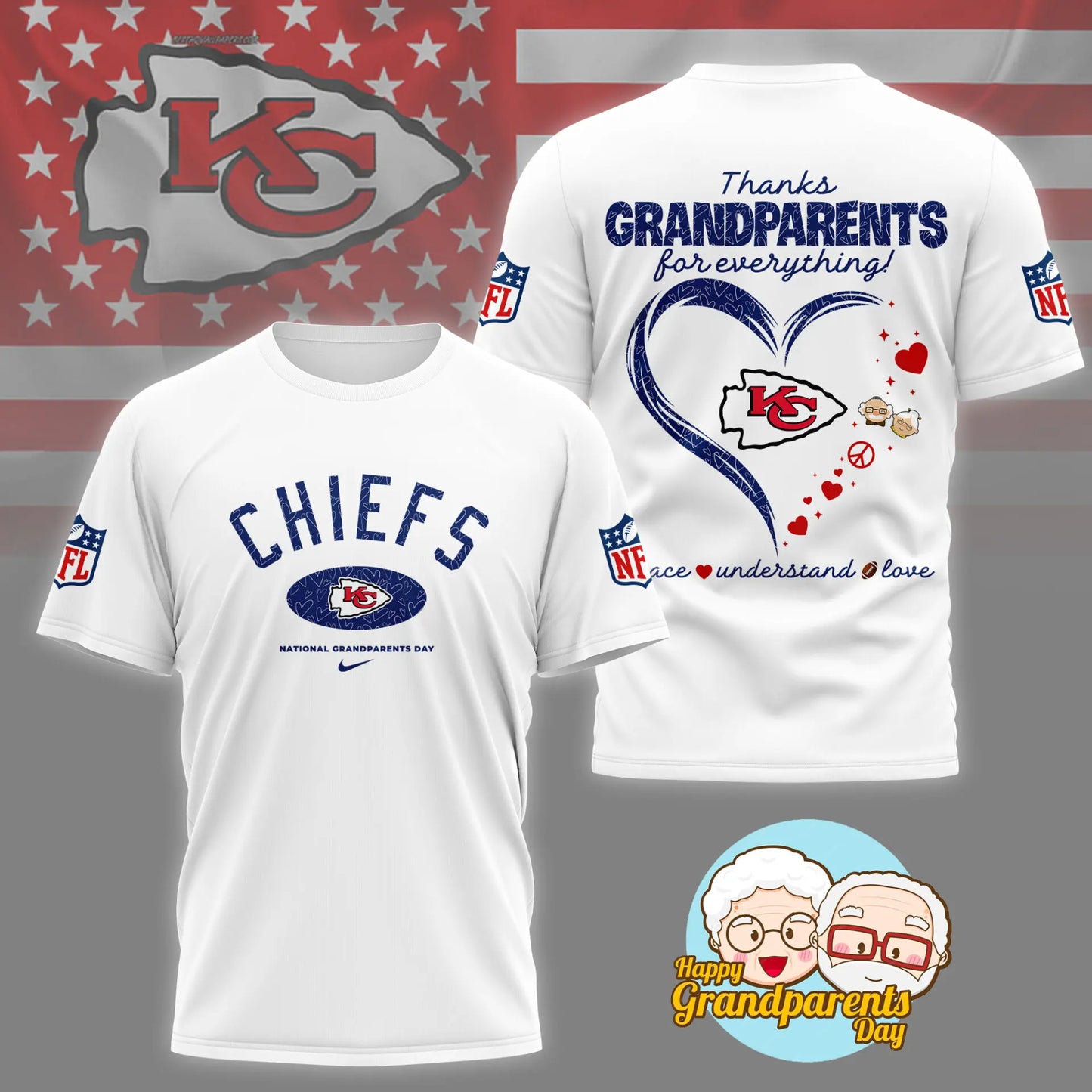 Kansas City Chiefs | Premium National Grandparents Day 3D Shirt NY – HuddleStyle.com - Image 2