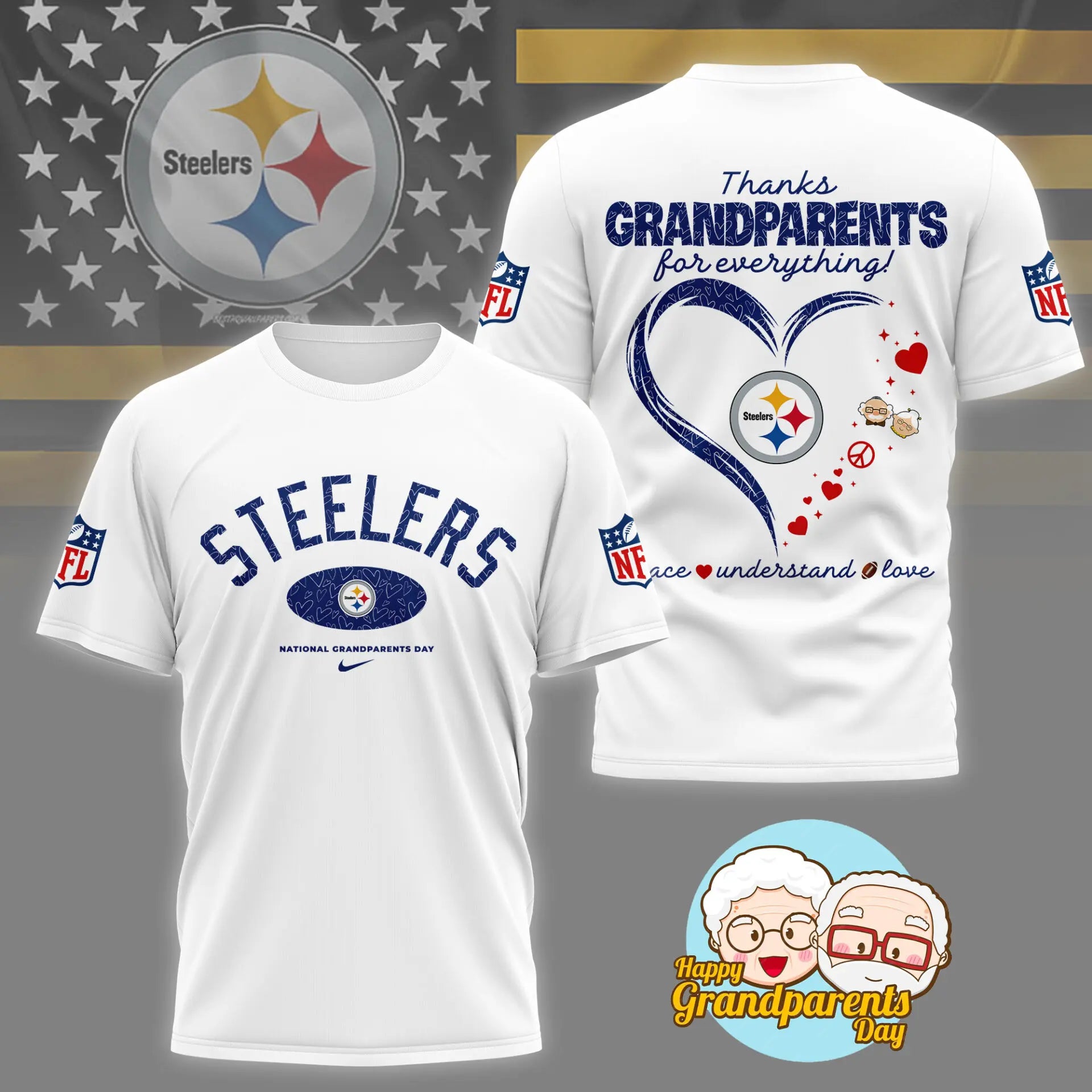 Pittsburgh Steelers | Premium National Grandparents Day 3D Shirt NY – HuddleStyle.com - Main