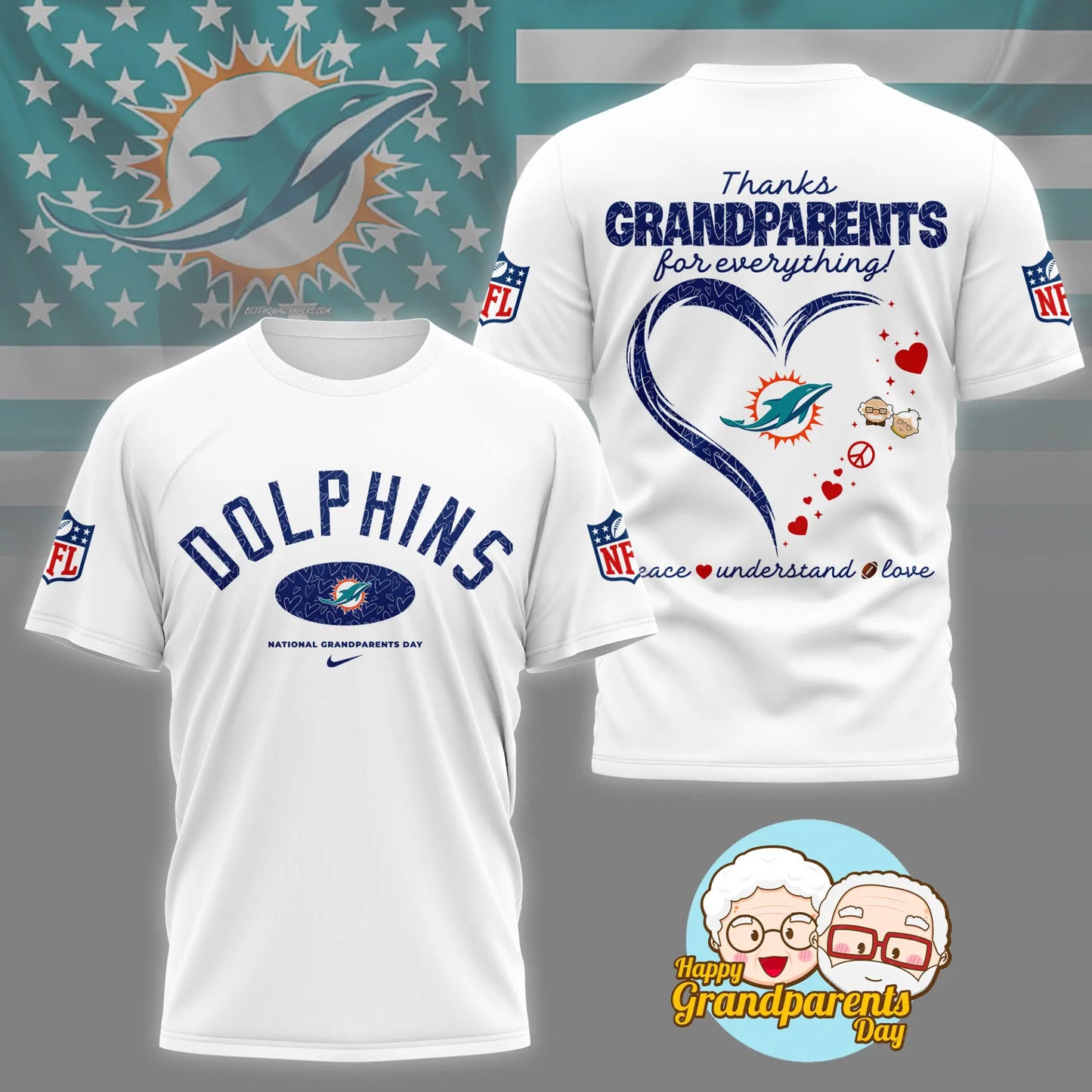 Miami Dolphins | Premium National Grandparents Day 3D Shirt NY – HuddleStyle.com - Image 3