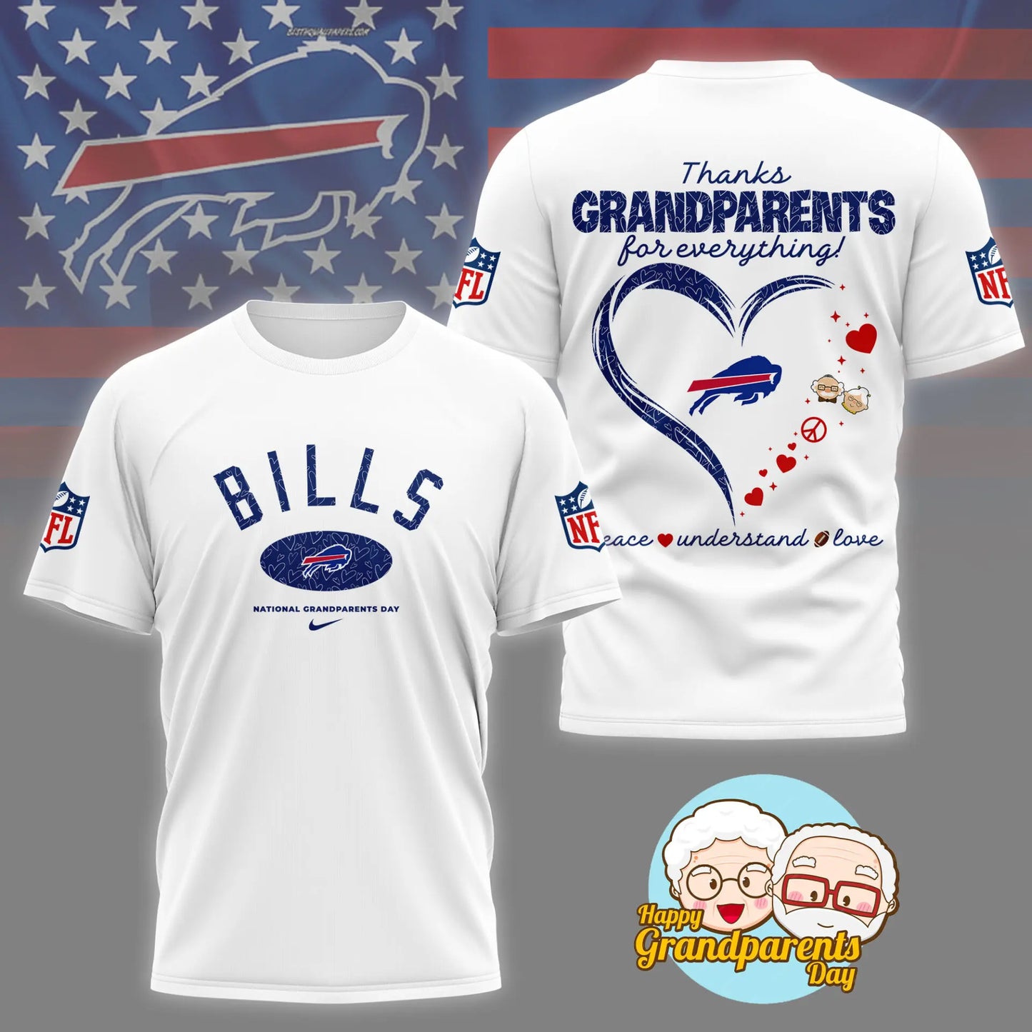 Buffalo Bills | Premium National Grandparents Day 3D Shirt NY – HuddleStyle.com - Image 2