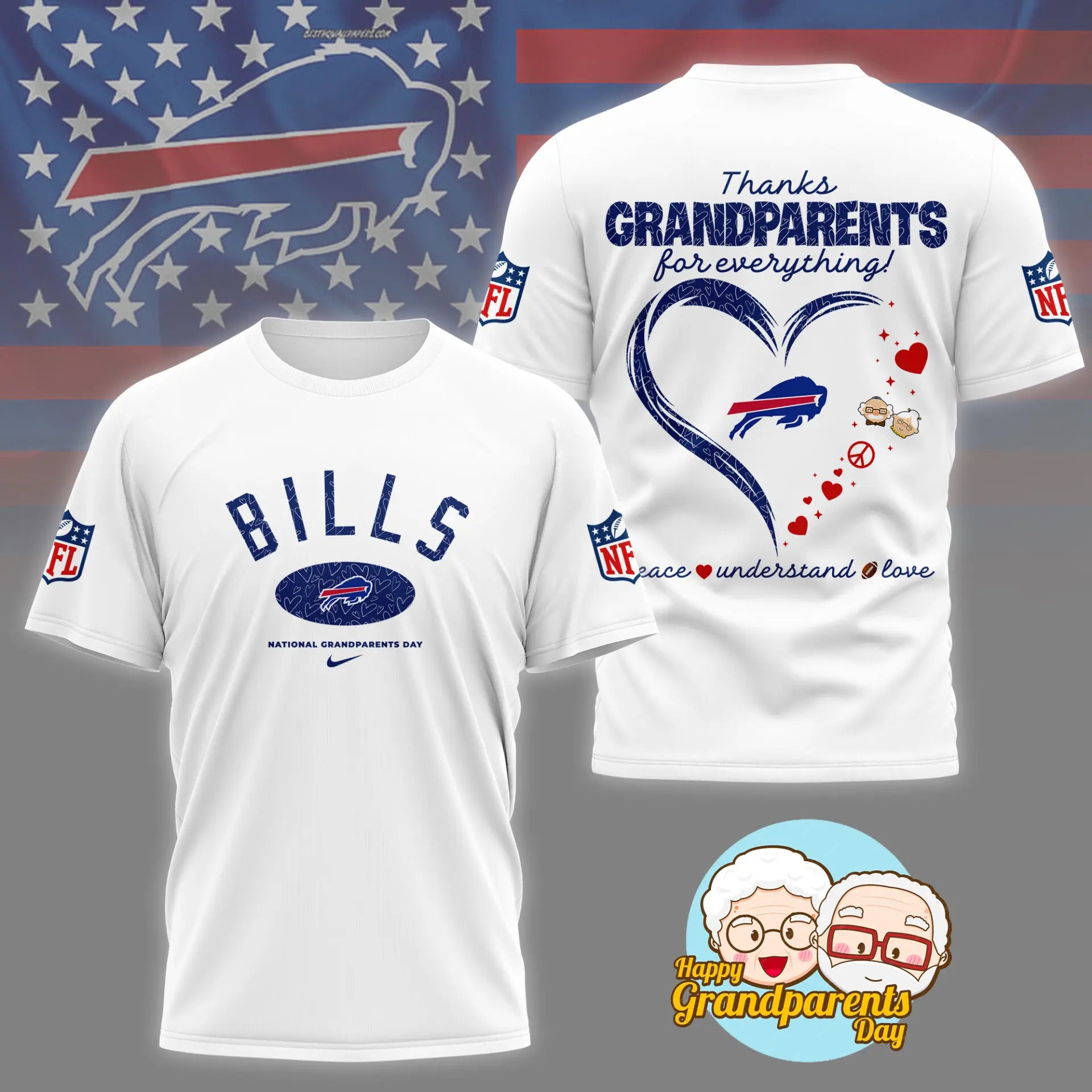 Buffalo Bills | Premium National Grandparents Day 3D Shirt NY – HuddleStyle.com - Image 2