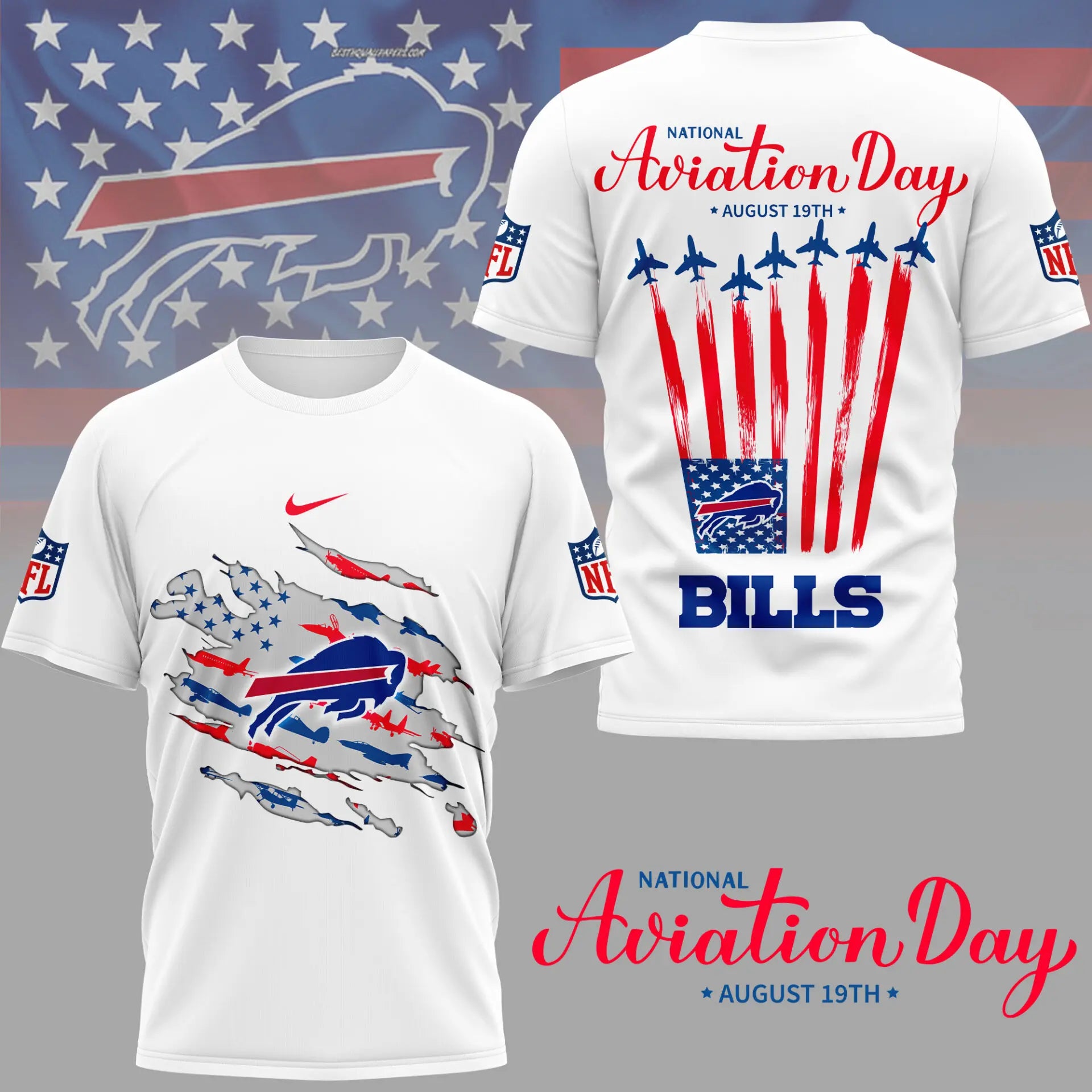 Buffalo Bills | Premium National Aviation Day 3D Shirt NY – HuddleStyle.com - Image 2
