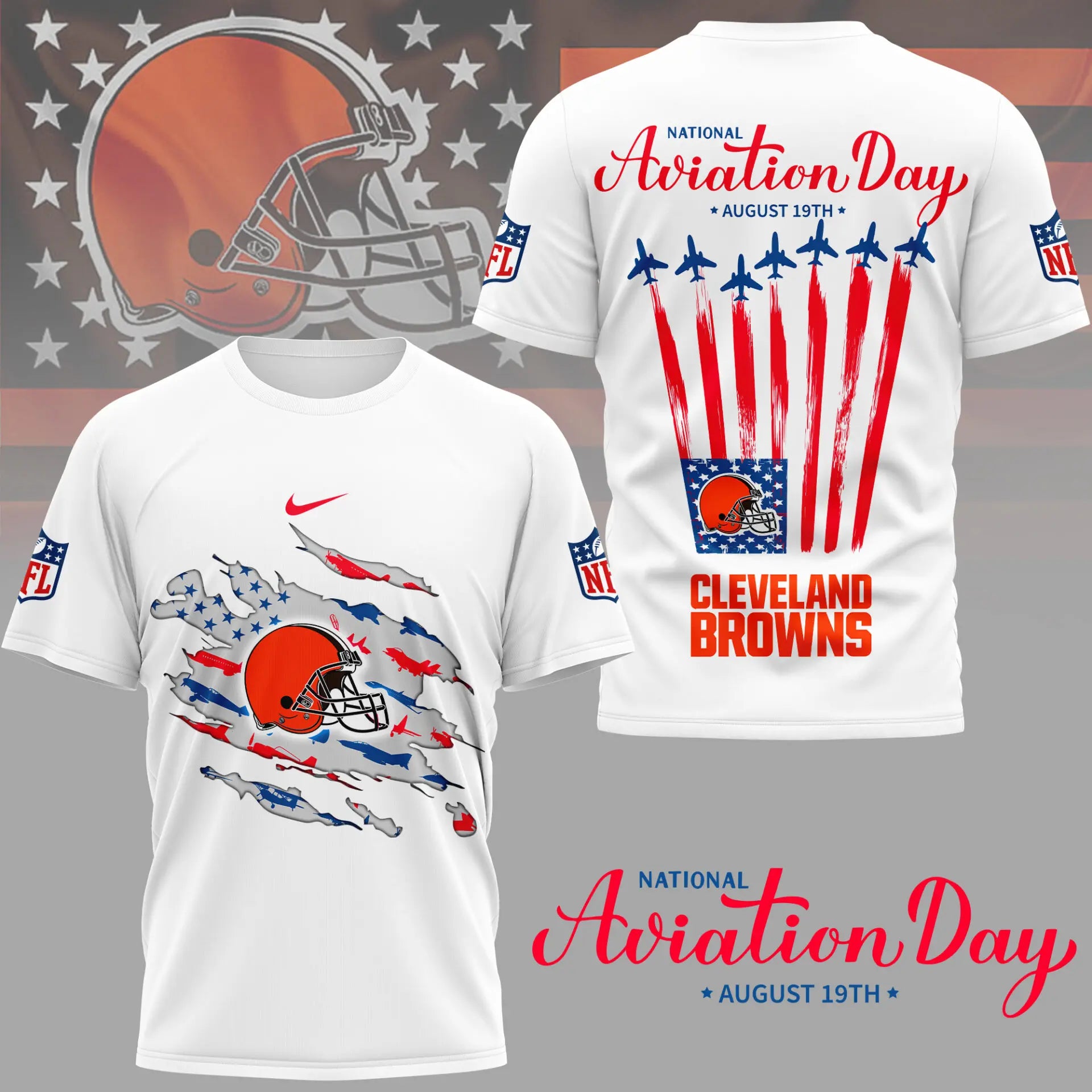 Cleveland Browns | Premium National Aviation Day 3D Shirt NY – HuddleStyle.com - Image 2
