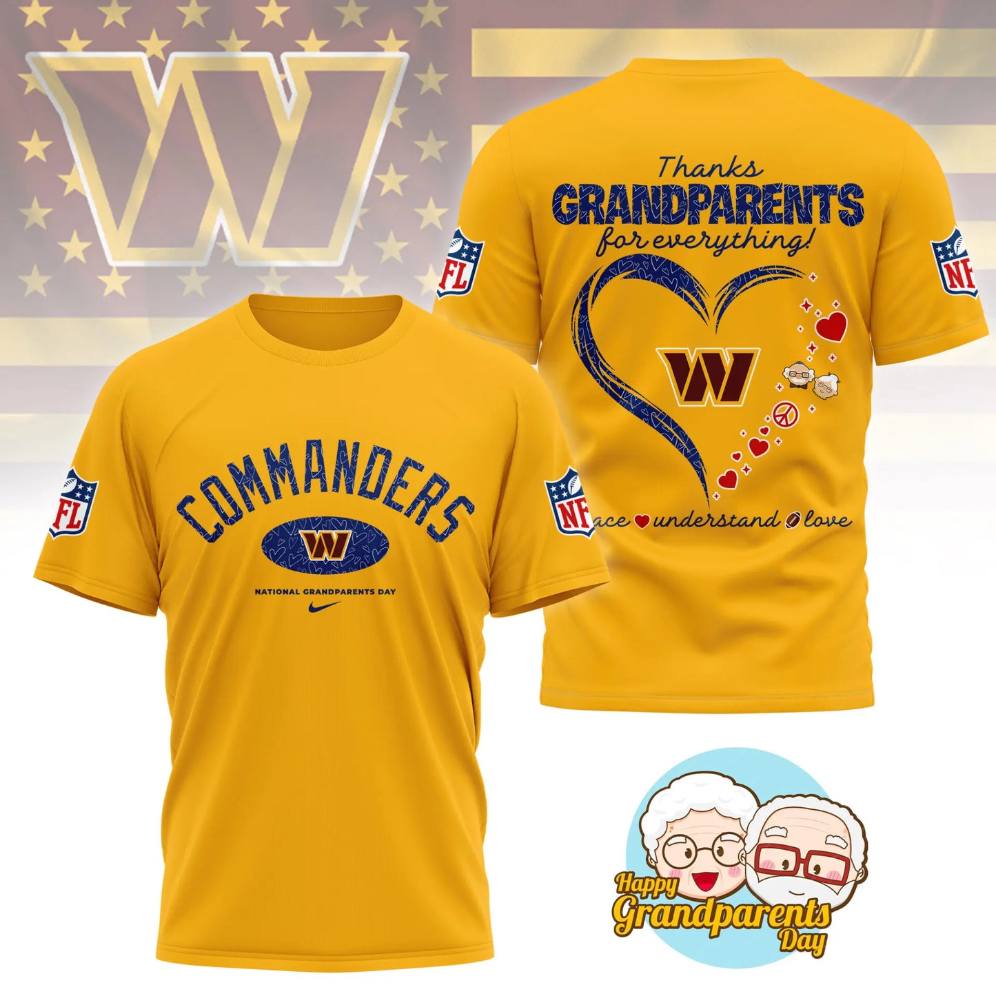 Washington Commanders | Premium National Grandparents Day 3D Shirt NY – HuddleStyle.com - Image 5