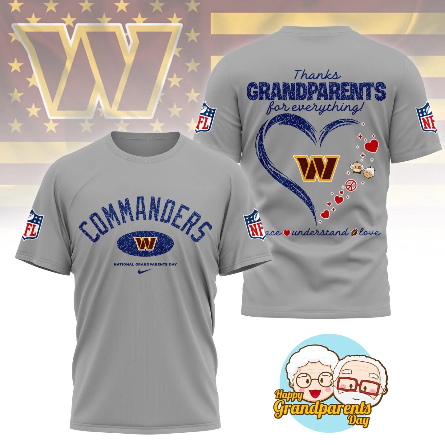 Washington Commanders | Premium National Grandparents Day 3D Shirt NY – HuddleStyle.com - Image 4