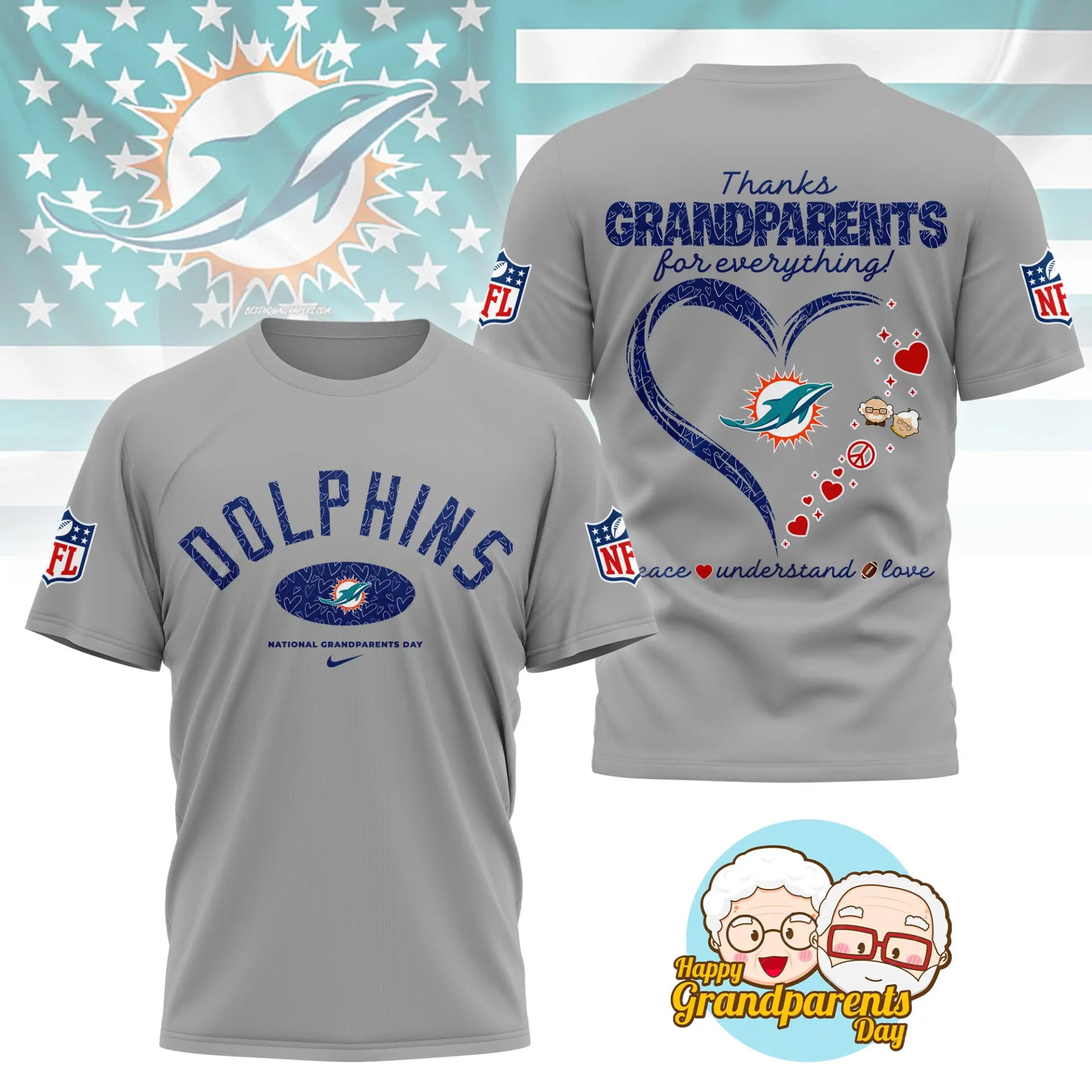 Miami Dolphins | Premium National Grandparents Day 3D Shirt NY – HuddleStyle.com - Image 2