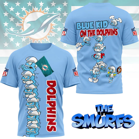 Miami Dolphins | Premium NFL x Smurfs 3D Shirt NY – HuddleStyle.com - Main
