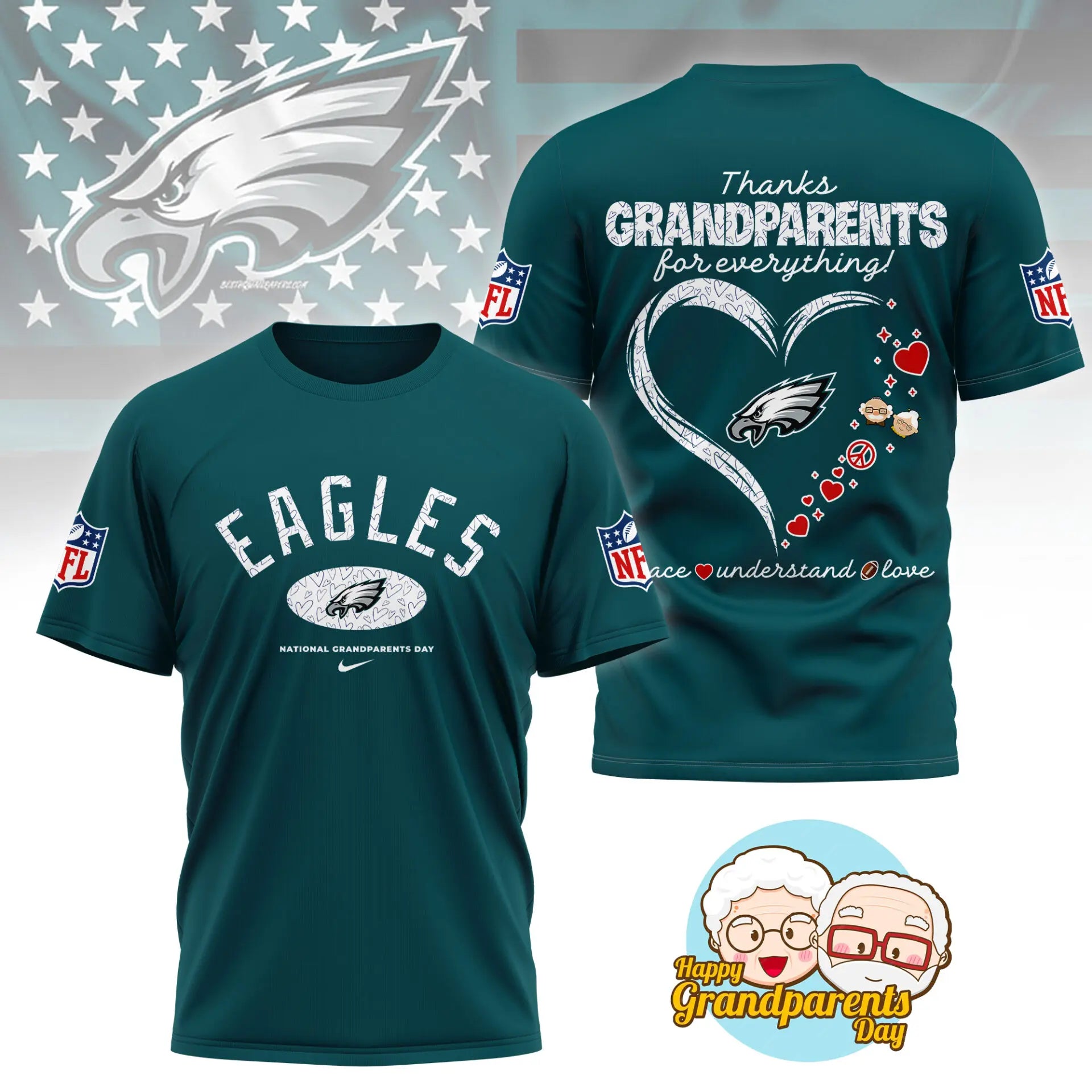 Philadelphia Eagles | Premium National Grandparents Day 3D Shirt NY – HuddleStyle.com - Image 4