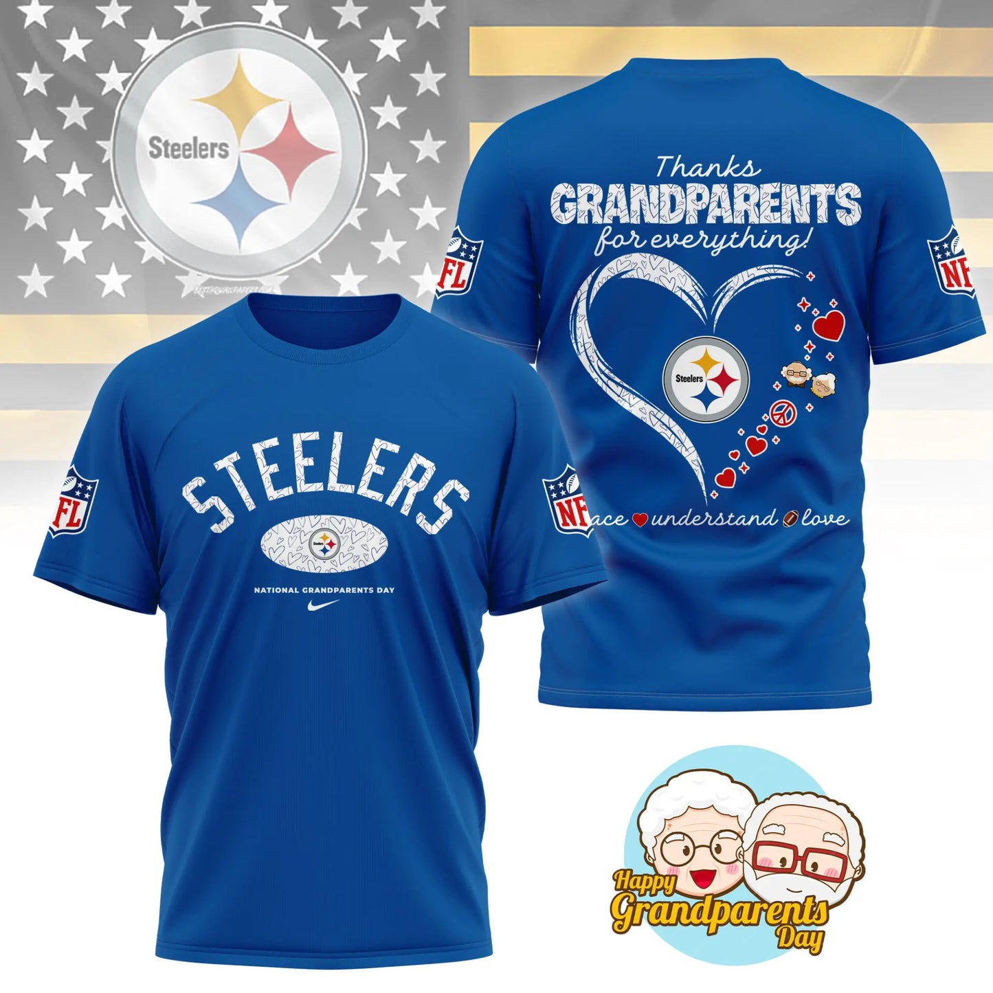 Pittsburgh Steelers | Premium National Grandparents Day 3D Shirt NY – HuddleStyle.com - Image 5