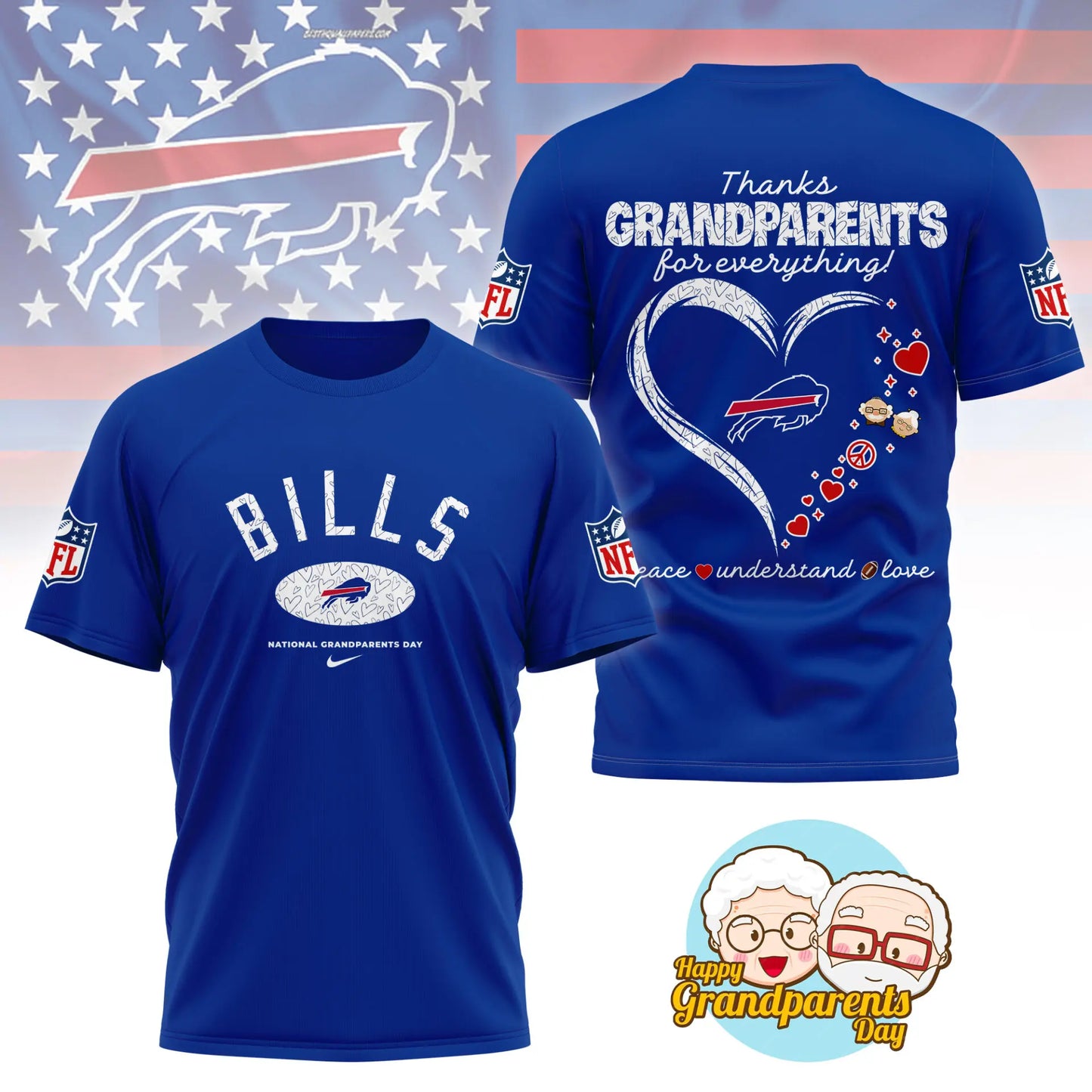 Buffalo Bills | Premium National Grandparents Day 3D Shirt NY – HuddleStyle.com - Image 3